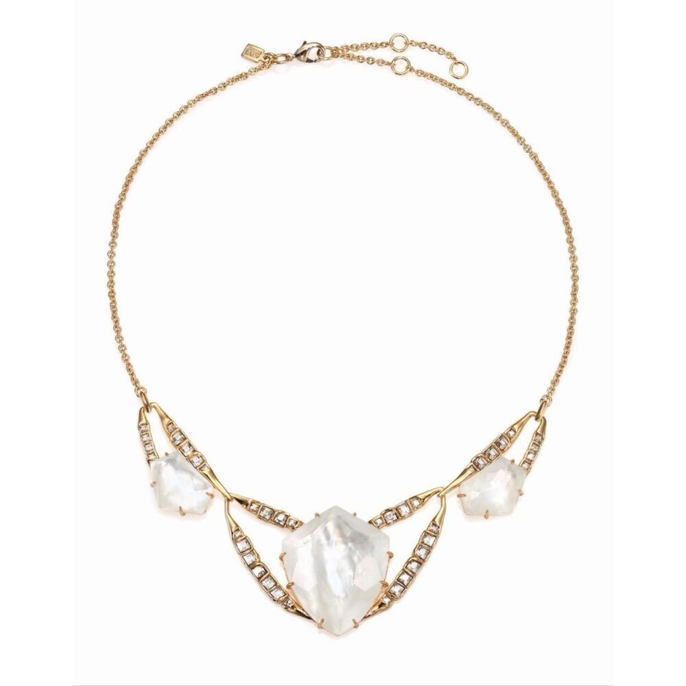 Alexis Bittar Miss Havisham Mother of Pearl & Crystal Doublet Bib Necklace